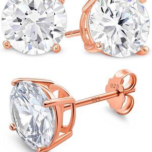 Diamond-Like Sparkling Stud Earrings - Hypoallergenic CZ in 3mm to 9mm Sizes